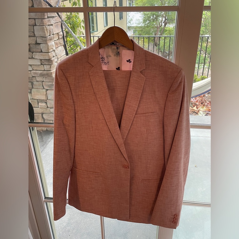 ASOS DESIGN Skinny suit jacket in pink Cross hatch